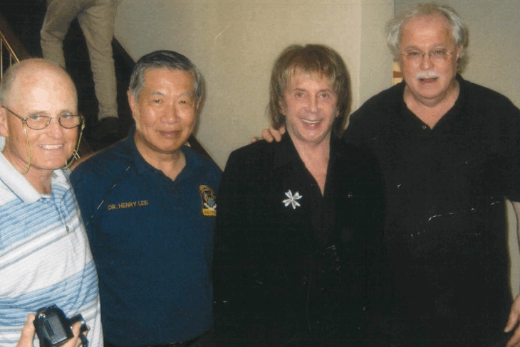 RDB, Phil defense team Bob, Dr. Henrey Lee, Phil Spector, Dr. Michael Baden during Spector murder trial